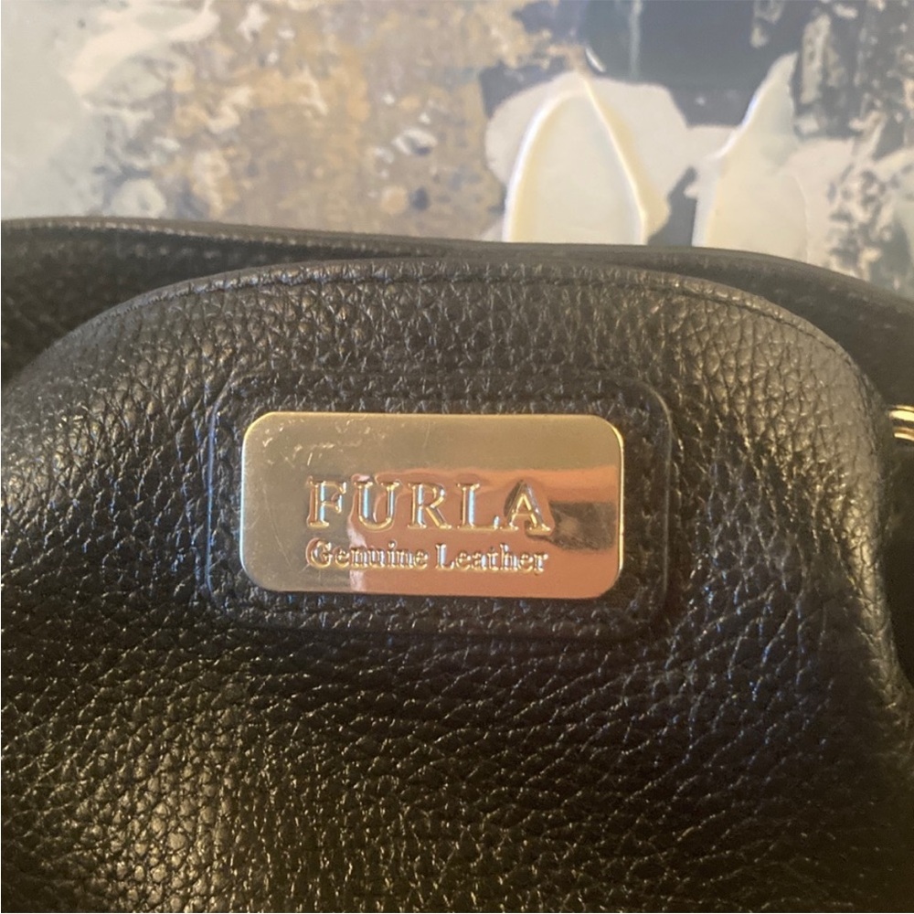 Furla Black Leather Drawstring Bucket Bag - Picture 8 of 11